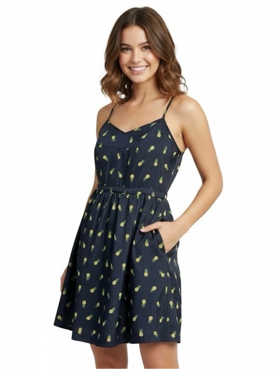 J. Crew Factory Dresses & Skirts - J.Crew Navy Pineapple Print Sundress Preppy Whimsical Romantic Tropical Twee